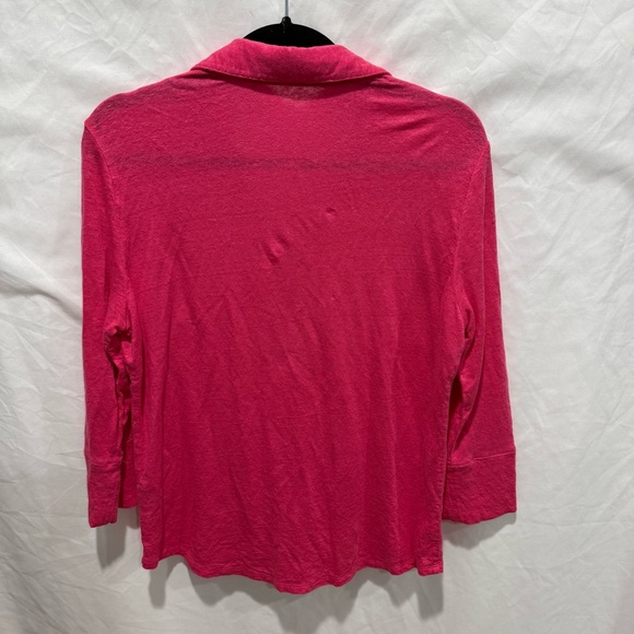 J McLaughlin Bold Linen Button Front Shirt Lightweight Long Sleeve Blouse Luxury - Picture 6 of 9
